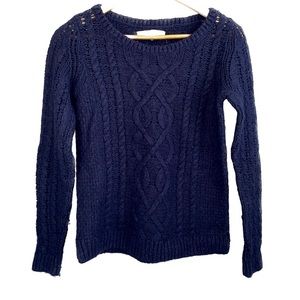 LOFT Navy Cable Knit Sweater- S